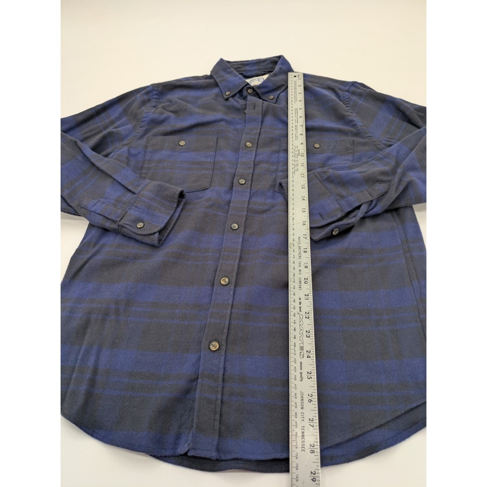 Mugsy Men's Medium Performance Flannel Shirt Blue Black Plaid Stretch Soft M - Picture 4 of 7